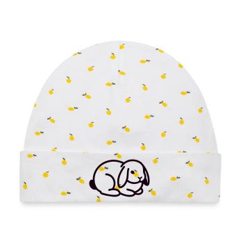 Schlappohr Hase Kaninchen Icon - Baby Premium Organic Mütze - Weiß/Zitronengelb - Vorne