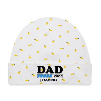 Dad 2027 Loading Papa Baby Geschenk - Baby Premium Organic Mütze - Weiß/Zitronengelb - Vorne