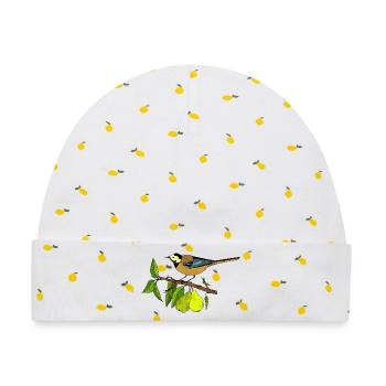 Bunter Vogel - Baby Premium Organic Mütze - Weiß/Zitronengelb - Vorne