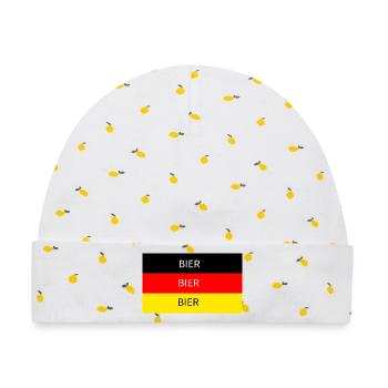 Bier Flagge Schwarz Rot Gold Deutschland - Baby Premium Organic Mütze - Weiß/Zitronengelb - Vorne