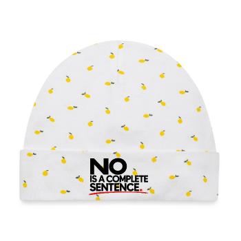 No Is A Complete Sentence - Feministisch Spruch - Baby Premium Organic Mütze - Weiß/Zitronengelb - Vorne