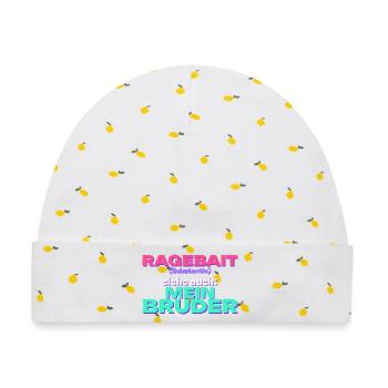 Ragebait - siehe auch: mein Bruder - Baby Premium Organic Mütze - Weiß/Zitronengelb - Vorne