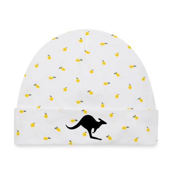 Eine australische Känguru - Baby Premium Organic Mütze - Weiß/Zitronengelb - Vorne