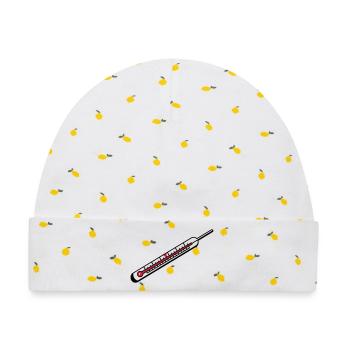 Ein Quecksilber Thermometer - Baby Premium Organic Mütze - Weiß/Zitronengelb - Vorne