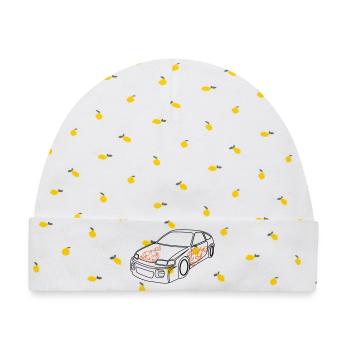 Sportwagen, Rennwagen, Automobile - Baby Premium Organic Mütze - Weiß/Zitronengelb - Vorne