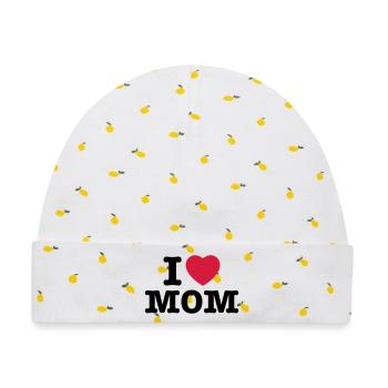 i love mom - i heart mom - i liebe mutti mama - Baby Premium Organic Mütze - Weiß/Zitronengelb - Vorne
