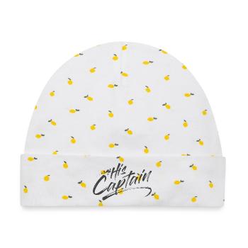 His Captain - Baby Premium Organic Mütze - Weiß/Zitronengelb - Vorne