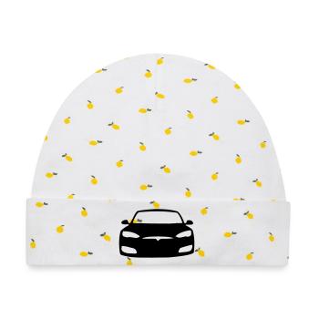 Model S Symbol - Baby Premium Organic Mütze - Weiß/Zitronengelb - Vorne