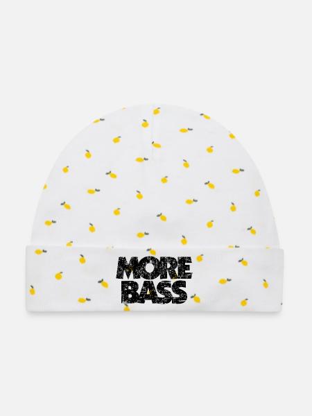 More Bass (Vintage/Schwarz) Bassist Bassisten - Baby Premium Organic Mütze - Weiß/Zitronengelb