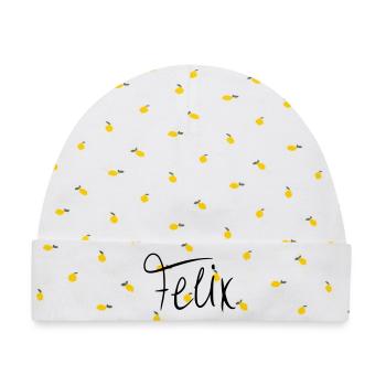 Felix - Baby Premium Organic Mütze - Weiß/Zitronengelb - Vorne