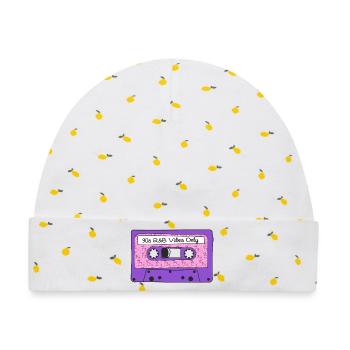 90er Jahre R&B Vibes nur Band Kassette Memphis Grafik - Baby Premium Organic Mütze - Weiß/Zitronengelb - Vorne