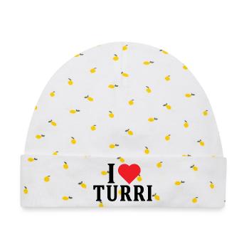 T-Shirt Io amo Turri T-Shirt Sardinien - Baby Premium Organic Mütze - Weiß/Zitronengelb - Vorne