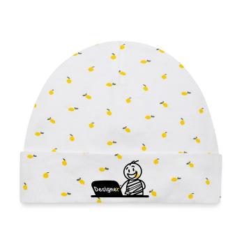 Laptop-Designer arbeiten - Baby Premium Organic Mütze - Weiß/Zitronengelb - Vorne
