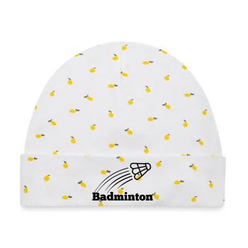 Badmintontext mit hochfliegendem Shuttle - Baby Premium Organic Mütze - Weiß/Zitronengelb - Vorne