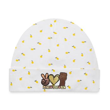 Peace Love BLM Black Lives Matter African Pride - Baby Premium Organic Mütze - Weiß/Zitronengelb - Vorne
