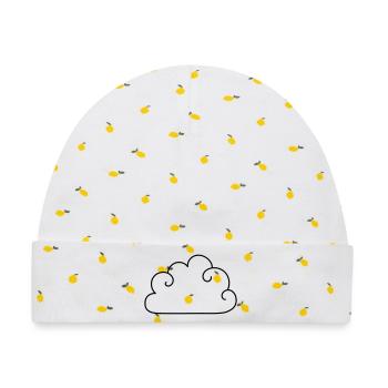 Wolke - Baby Premium Organic Mütze - Weiß/Zitronengelb - Vorne