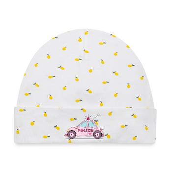 Polizeiauto Rosa - Baby Premium Organic Mütze - Weiß/Zitronengelb - Vorne
