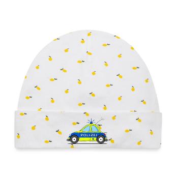 Polizeiauto Blau Gelb - Baby Premium Organic Mütze - Weiß/Zitronengelb - Vorne