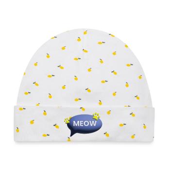 meow cat cute catlove 3d - Baby Premium Organic Mütze - Weiß/Zitronengelb - Vorne