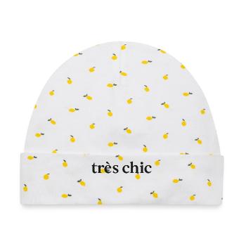 trés chic. Aufdruck - Baby Premium Organic Mütze - Weiß/Zitronengelb - Vorne