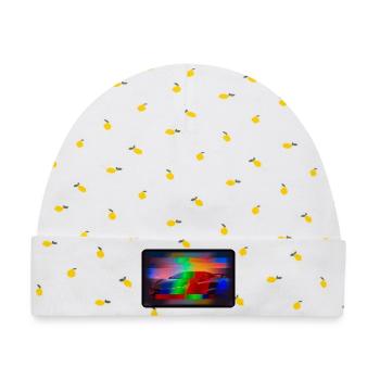 Futuristisches Sportauto mit Regenbogen-Effekt - Baby Premium Organic Mütze - Weiß/Zitronengelb - Vorne