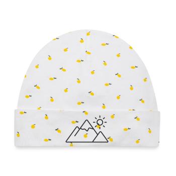 Berglandschaft Linie Symbol - Baby Premium Organic Mütze - Weiß/Zitronengelb - Vorne
