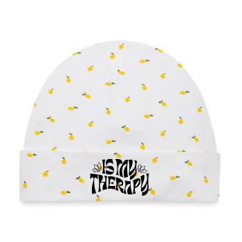 Is My Therapy – Retro Statement - Baby Premium Organic Mütze - Weiß/Zitronengelb - Vorne