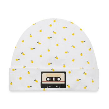 Retro Kassette – Mixtape Classic - Baby Premium Organic Mütze - Weiß/Zitronengelb - Vorne
