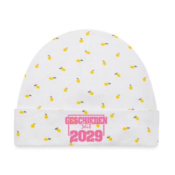 2029 - Baby Premium Organic Mütze - Weiß/Zitronengelb - Vorne