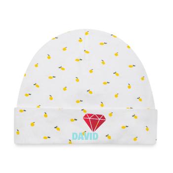 David - Baby Premium Organic Mütze - Weiß/Zitronengelb - Vorne