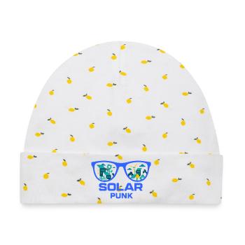 Solarpunk Vision - Baby Premium Organic Mütze - Weiß/Zitronengelb - Vorne
