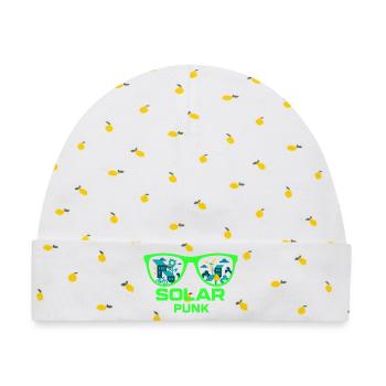 Solarpunk Vision - Baby Premium Organic Mütze - Weiß/Zitronengelb - Vorne
