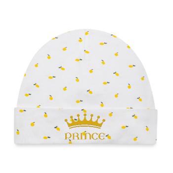 Prince - Baby Premium Organic Mütze - Weiß/Zitronengelb - Vorne