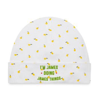 Ich bin James Doing James Things Lustige Zitate - Baby Premium Organic Mütze - Weiß/Zitronengelb - Vorne