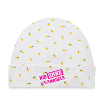 Nie ohne meine Mädels - Baby Premium Organic Mütze - Weiß/Zitronengelb - Vorne