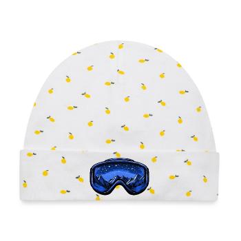 Skibrille Berge - Baby Premium Organic Mütze - Weiß/Zitronengelb - Vorne