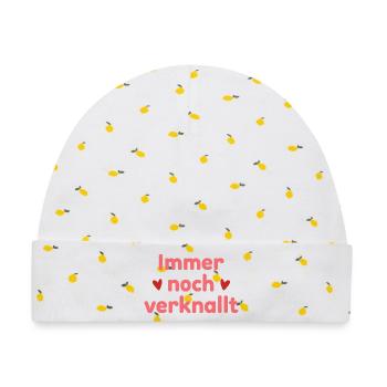 Immer noch verknallt – Liebe Statement Spruch - Baby Premium Organic Mütze - Weiß/Zitronengelb - Vorne