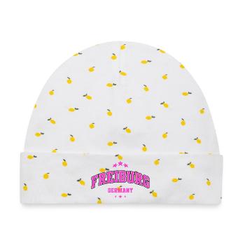 Freiburg Pink City Emblem - Baby Premium Organic Mütze - Weiß/Zitronengelb - Vorne