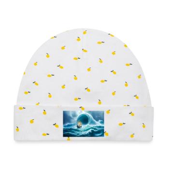Odysseus flieht vor Charybdis, dem lebenden Strudel - Baby Premium Organic Mütze - Weiß/Zitronengelb - Vorne