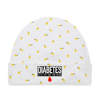 Diabetes liegt in meinem Blut - Baby Premium Organic Mütze - Weiß/Zitronengelb - Vorne