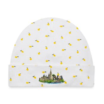 Madrid Skyline  - Baby Premium Organic Mütze - Weiß/Zitronengelb - Vorne