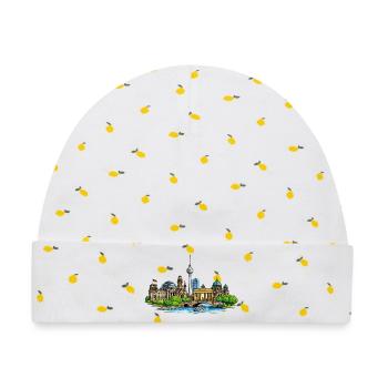 Berliner Skyline  - Baby Premium Organic Mütze - Weiß/Zitronengelb - Vorne