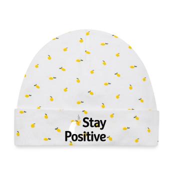 Stay Positive Kaffeetasse - Baby Premium Organic Mütze - Weiß/Zitronengelb - Vorne