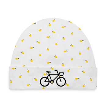 Fahrrad Bike Icon Outline - Baby Premium Organic Mütze - Weiß/Zitronengelb - Vorne