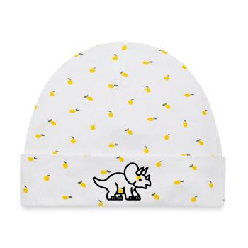 Triceratops - Baby Premium Organic Mütze - Weiß/Zitronengelb - Vorne