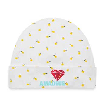 Amadeus - Baby Premium Organic Mütze - Weiß/Zitronengelb - Vorne