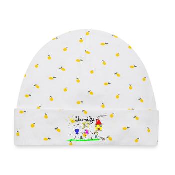 Familie Strichzeichnung - Baby Premium Organic Mütze - Weiß/Zitronengelb - Vorne