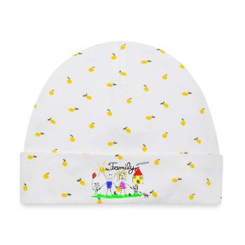 Familie Strichzeichnung - Baby Premium Organic Mütze - Weiß/Zitronengelb - Vorne