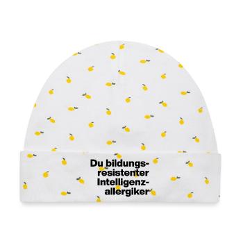 DU BILDUNGSRESISTENTER INTELLIGENZ-ALLERGIKER. - Baby Premium Organic Mütze - Weiß/Zitronengelb - Vorne