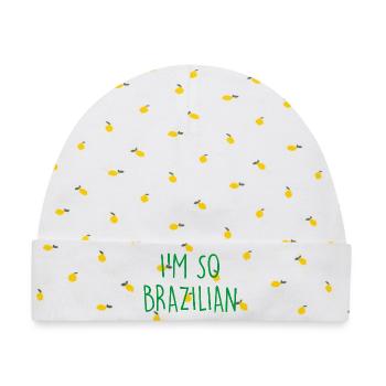 I'm so Brazilian Brazil Brasilien - Baby Premium Organic Mütze - Weiß/Zitronengelb - Vorne